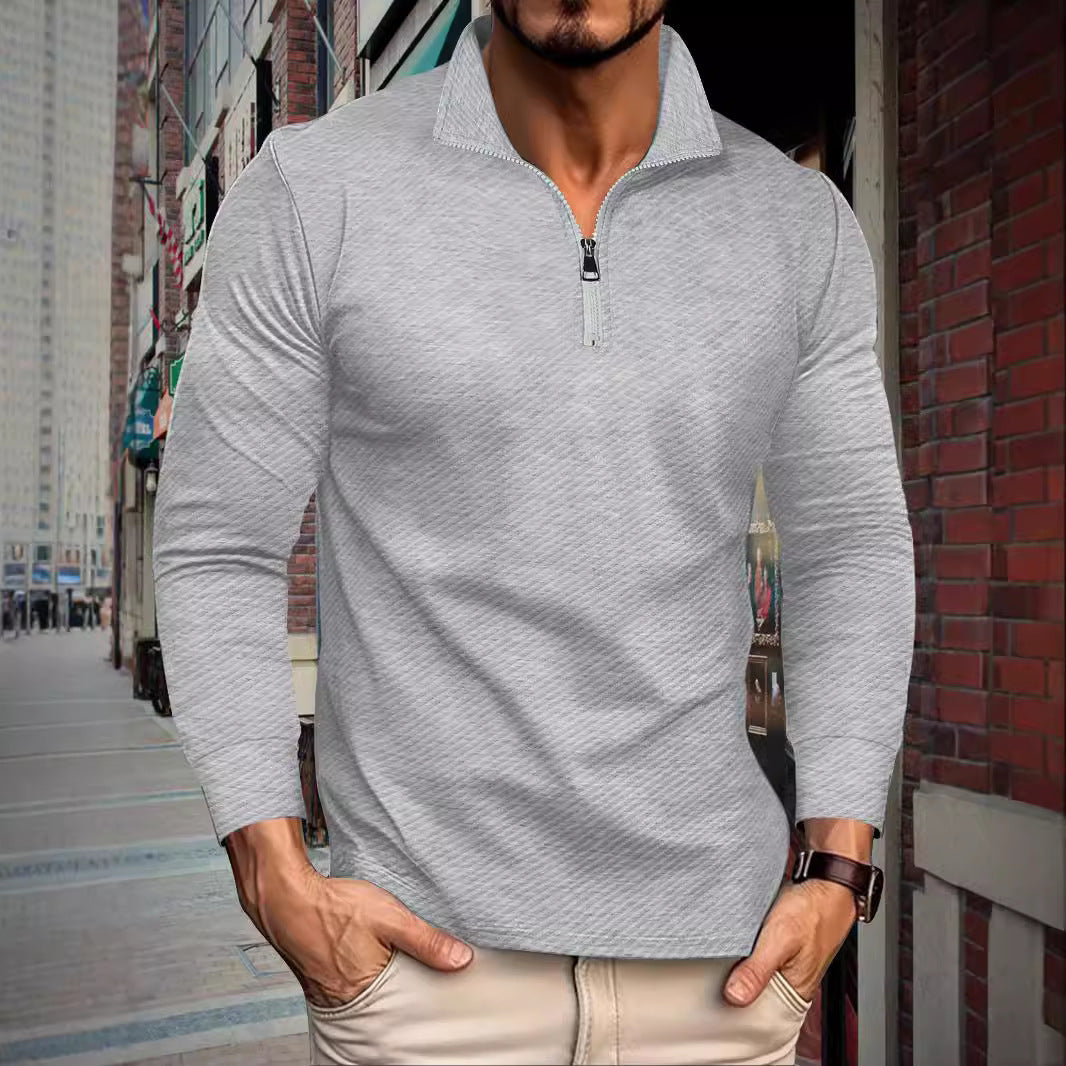 Functional long sleeve pullover for men with half-zip and innovative structural design Chic and Style