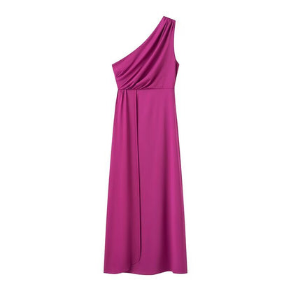 Robe maxi pour femmes avec design de manches asymétriques et drapé élégant Chic und Stil