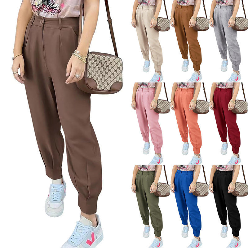 Elegant and fashionable high-waisted pants for women with pleats and side pockets Chic and Style