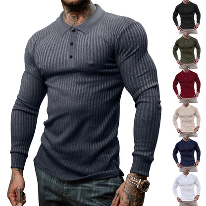 Chemise polo à manches longues pour hommes avec aspect ribbé structuré Chic und Stil