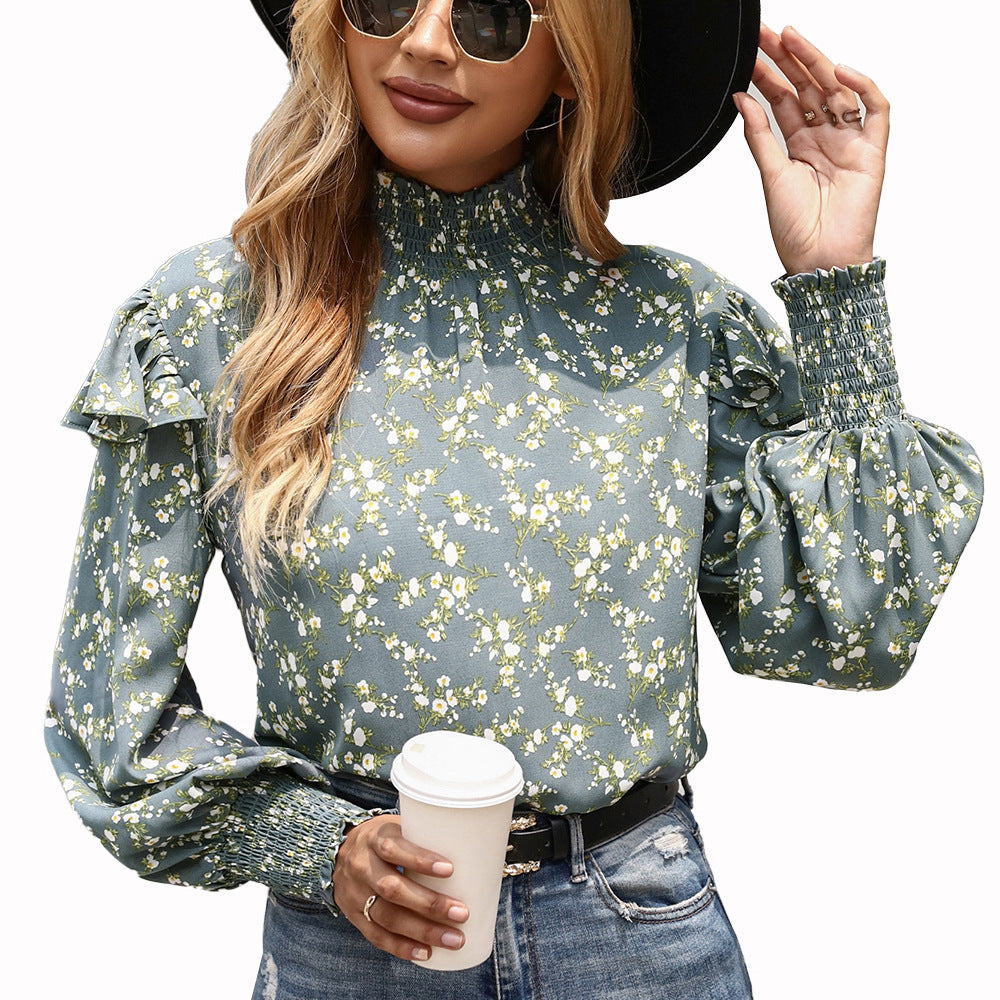 Blouse élégante pour femmes avec détail en volants et col haut Chic und Stil