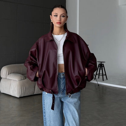 Dames élégante veste en cuir synthétique Chic und Stil