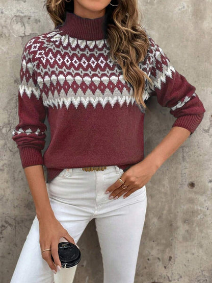 Pull à col montant pour femmes avec motif hivernal Chic und Stil
