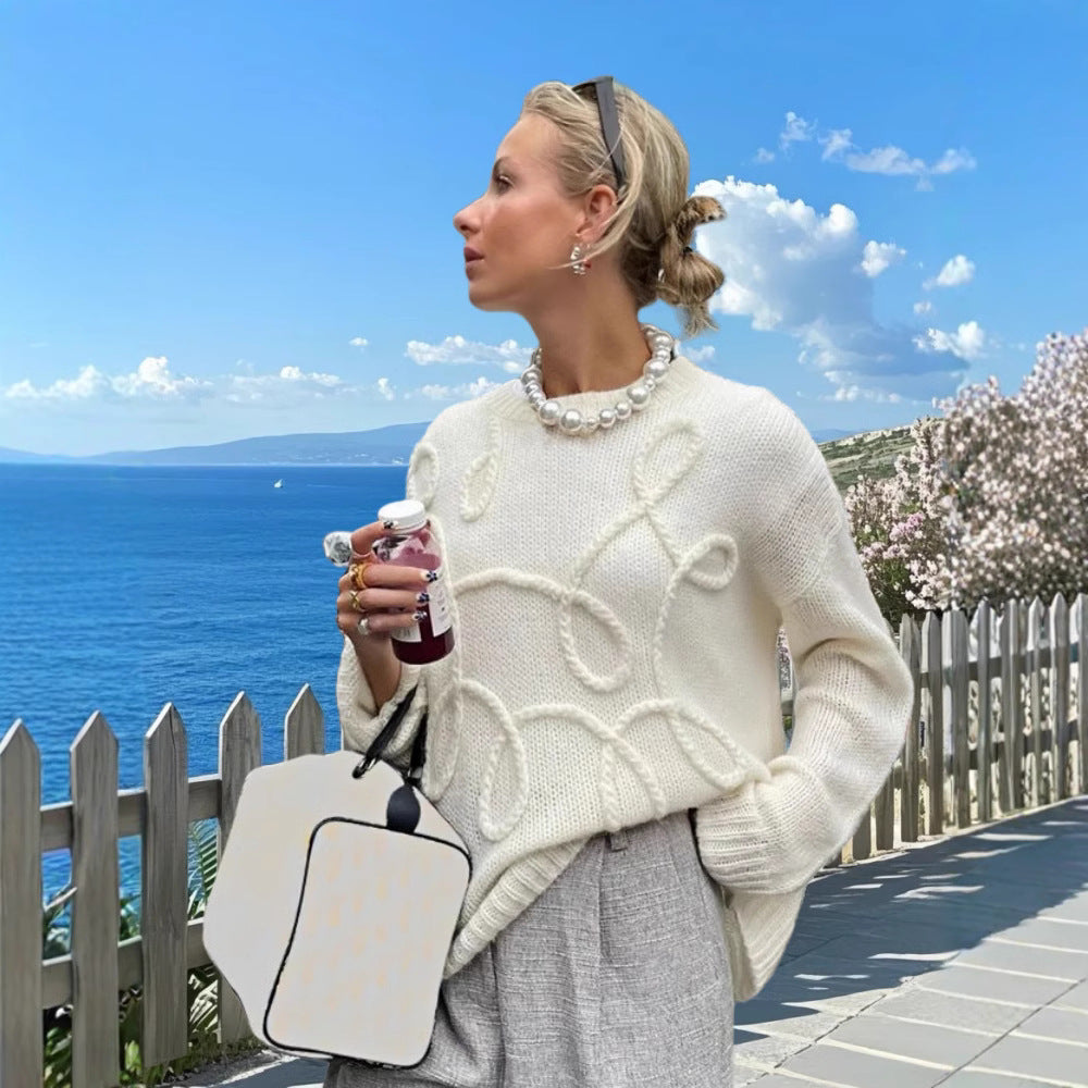 Pull en tricot à motif cable et coupe décontractée pour femmes Chic und Stil