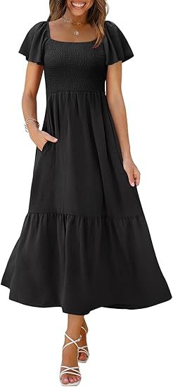 Robe maxi femme avec bretelles fines et volants volumineux Chic und Stil