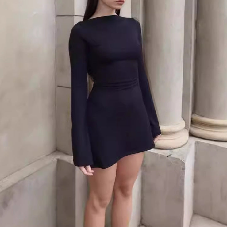 Robe mini à volants élégante pour femmes avec manches longues Chic und Stil