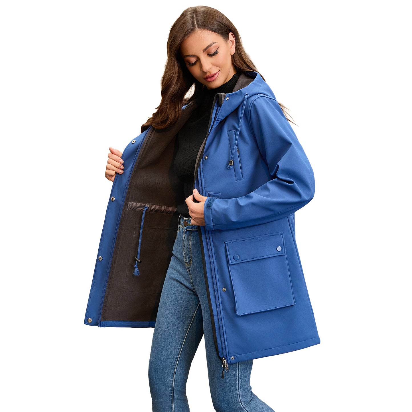 Functional outdoor jacket for women with adjustable drawstring waist and inner lining Chic and Style
