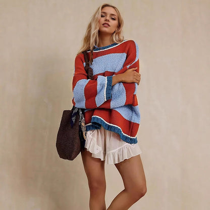 Chunky knit pullover for women with soft round neck Chic und Stil