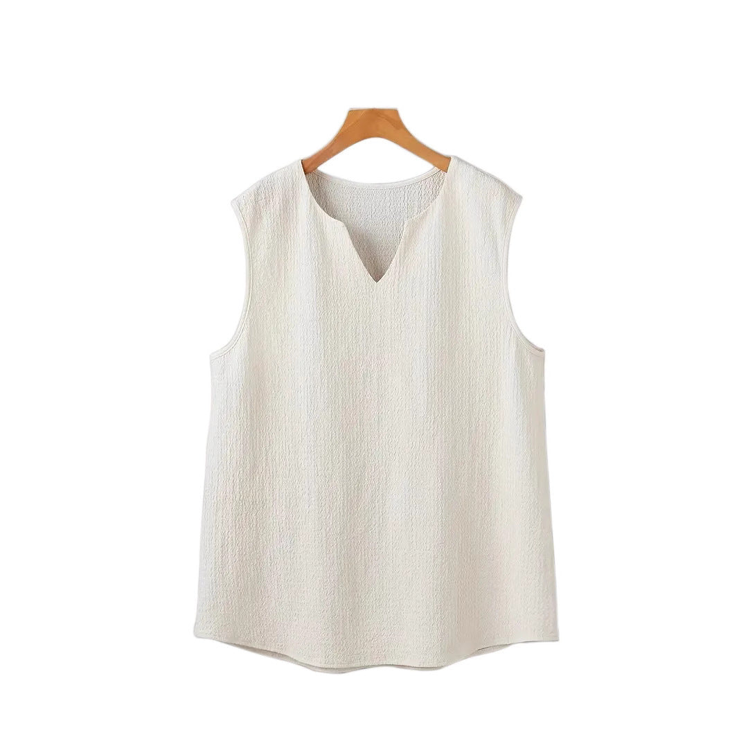 T-shirt sans manches pour hommes avec design texturé et col en V Chic und Stil