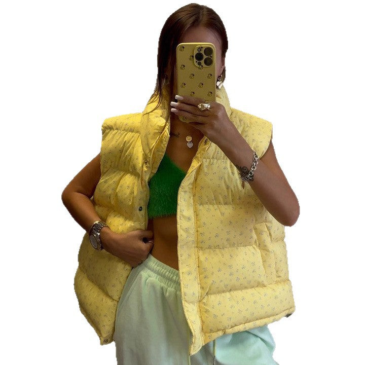 Dames gilet matelassé avec col tendance et poches pratiques Chic und Stil