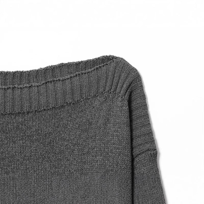 Pull en tricot décontracté pour femmes avec épaules tombantes et large bord-côte Chic und Stil