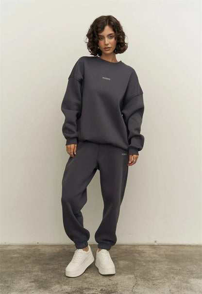 Dames décontracté ensemble de sweat à capuche surdimensionné avec cordon et manches longues Chic und Stil