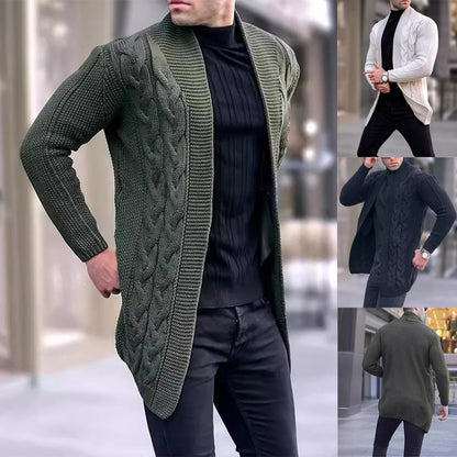 Cardigan en gros tricot pour hommes avec motif tressé à la mode et coupe décontractée Chic und Stil