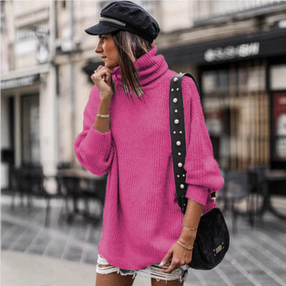 Dames pull oversized tendance col roulé Chic und Stil