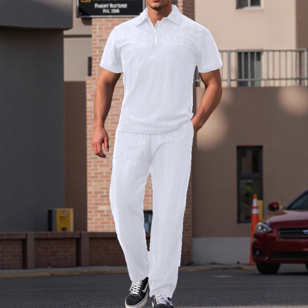 Men's modern leisure set with high-quality short-sleeve polo and comfortable jogger pants Chic and Style