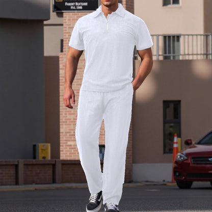 Men's modern leisure set with high-quality short-sleeve polo and comfortable jogger pants Chic and Style
