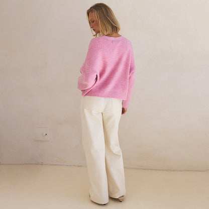 Pull pour femmes en peluche avec motif de nœud décoratif Chic und Stil