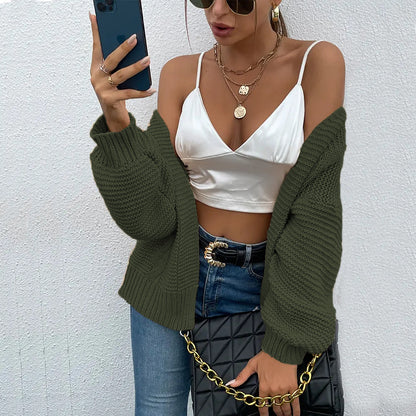 Dames gros cardigan en tricot à coupe décontractée Chic und Stil