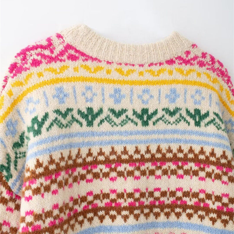 Pull en tricot pour femmes avec un mélange de motifs floraux et une coupe décontractée Chic und Stil