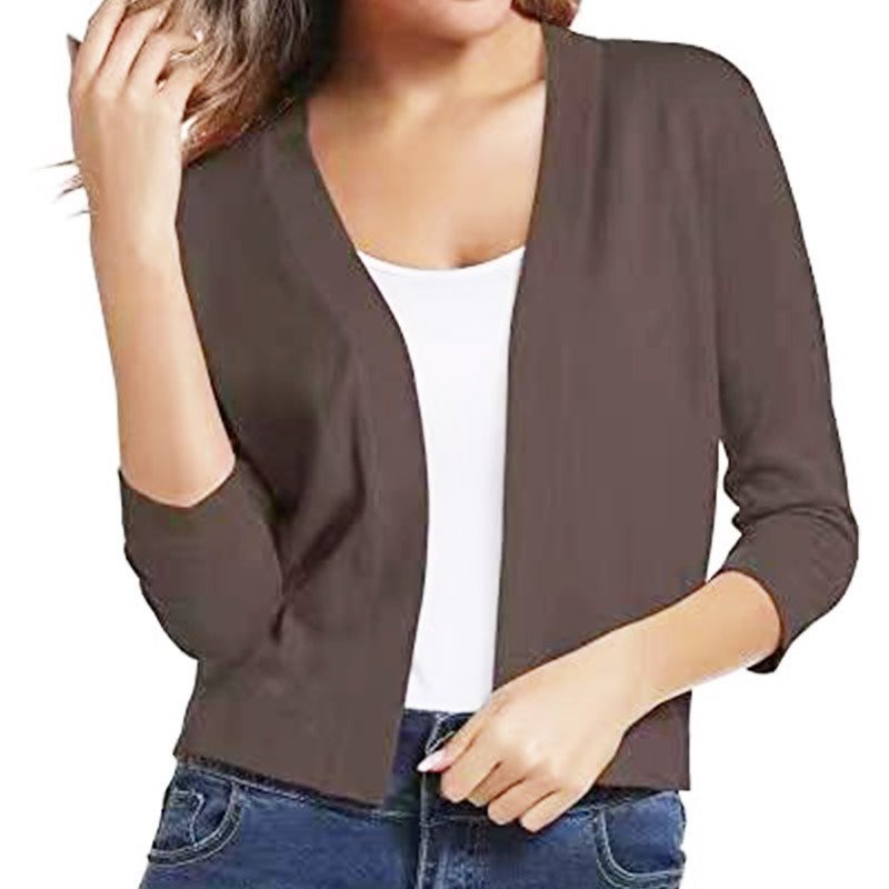 Dames cardigan décontracté avec devant ouvert et manches 3/4 Chic und Stil