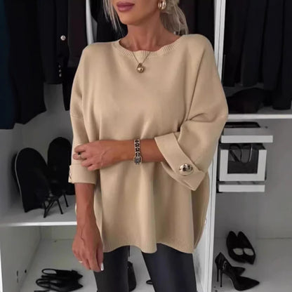 Dames élégant et confortable pull surdimensionné avec détails de bouton décoratifs Chic und Stil