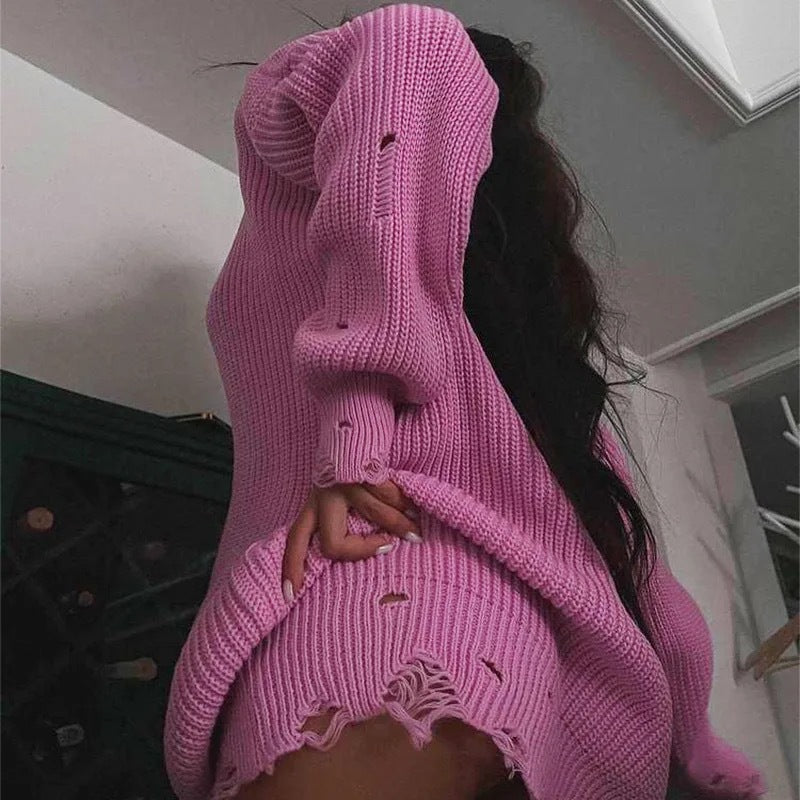 Pull décontracté pour femmes en style oversize avec décolleté en V et franges décontractées Chic und Stil
