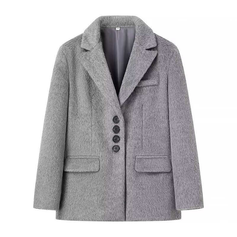 Women’s elegant wool blazer with soft fleece finish Chic and Style