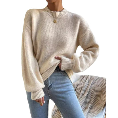 Pull en tricot ample pour femmes avec col montant et design texturé Chic und Stil