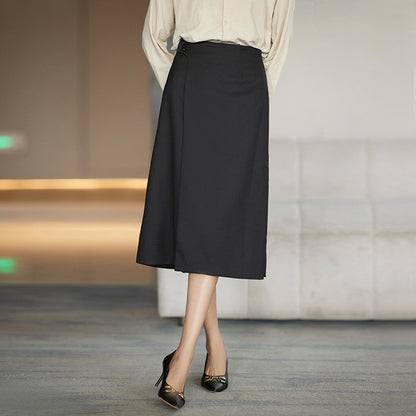 A-line midi skirt for women with button detail on the side Chic und Stil
