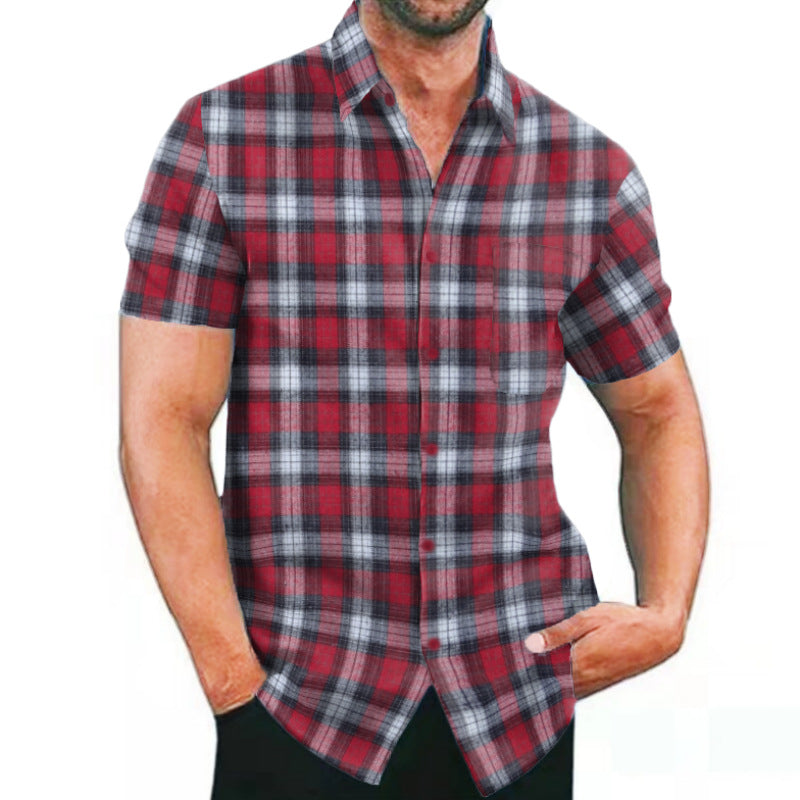 Chemise à carreaux à manches courtes pour hommes avec poches et coupe tendance Chic und Stil