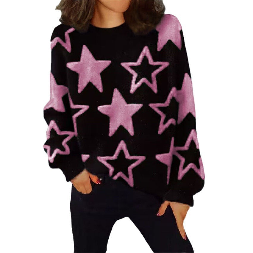 Dames Pull en tricot confortable avec motif étoilé et coupe décontractée Chic und Stil