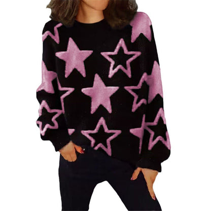 Dames Pull en tricot confortable avec motif étoilé et coupe décontractée Chic und Stil