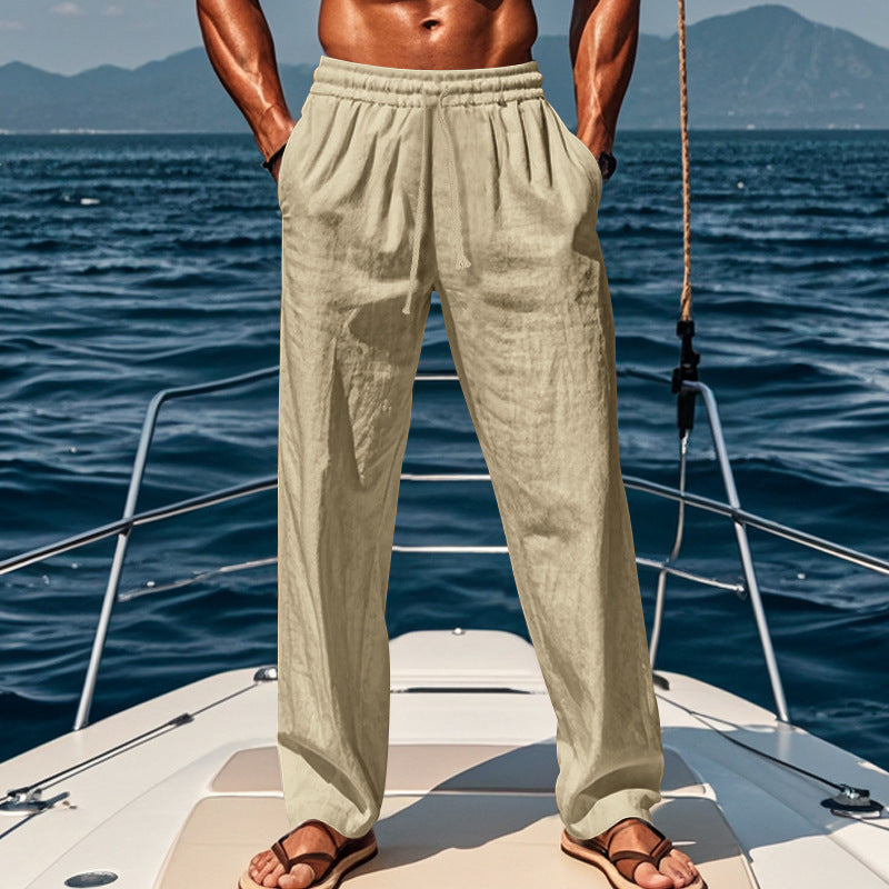 Pantalon cargo d'été aérien pour hommes avec ceinture élastique et poches latérales pratiques Chic und Stil