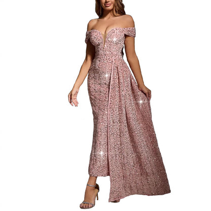 Robe de soirée à sequins off-shoulder pour femmes Chic und Stil