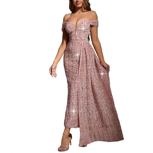 Robe de soirée à sequins épaules dénudées Chic und Stil
