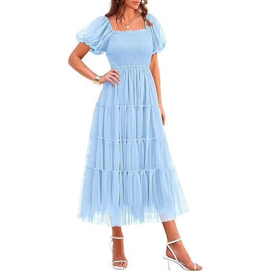 Robe maxi femme avec des manches volumineuses et une conception sans épaules Chic und Stil