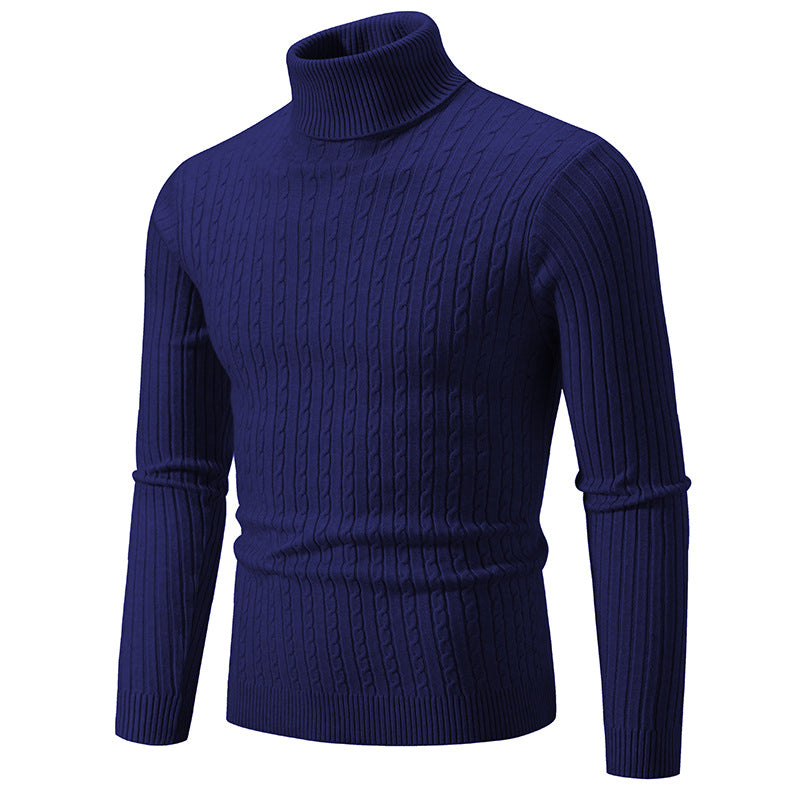 Pull à col roulé pour hommes avec motif torsadé structuré Chic und Stil