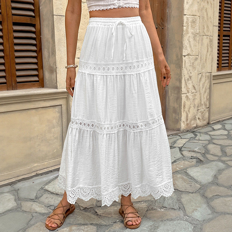Women maxi skirts with ruffles and lace Chic and Style