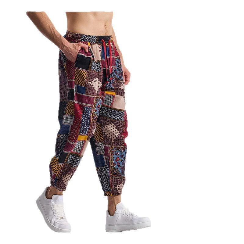 Men's casual pants with colorful pattern and elastic waistband Chic und Stil