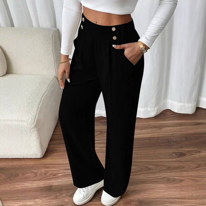 High-waisted flared pants for women with elegant button details Chic und Stil
