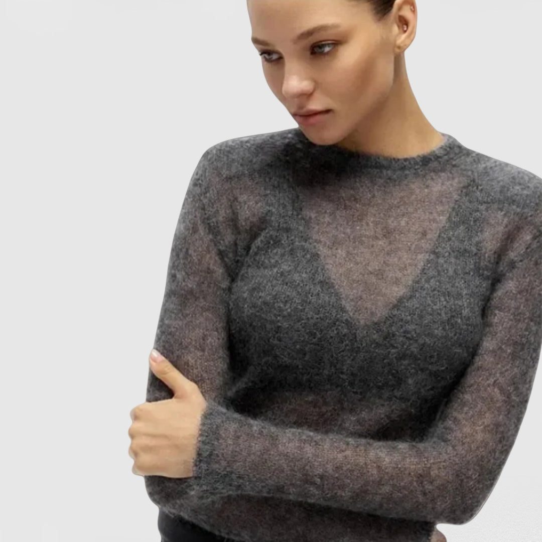 Pull en tricot transparent pour femmes avec décolleté en V Chic und Stil