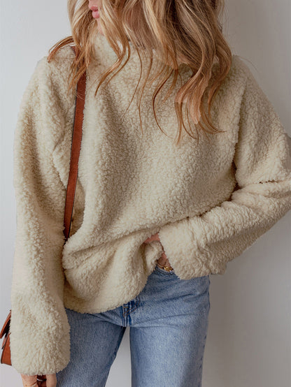 Pull en polaire douillet pour dames avec col montant et coupe large Chic und Stil
