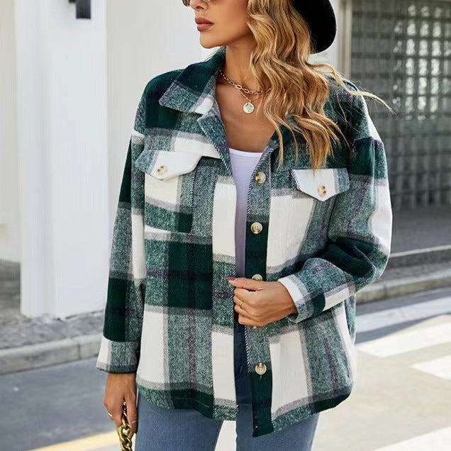 Dames Chemise en flanelle à carreaux avec boutonnière et poches Chic und Stil