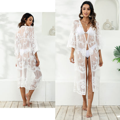 Dames Élégant Survêtement Floral en Dentelle Robe Chic und Stil
