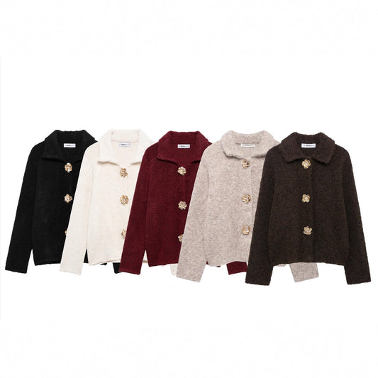 Dames élégante cardigan avec détails de boutons décoratifs Chic und Stil