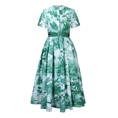 Robe maxi femme avec impression botanique et ceinture cintrée Chic und Stil