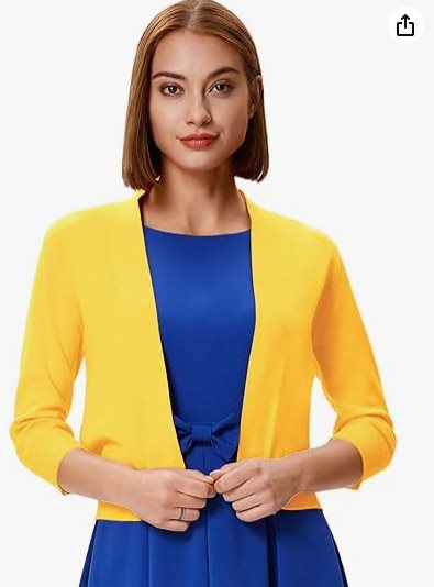 Dames cardigan décontracté avec devant ouvert et manches 3/4 Chic und Stil