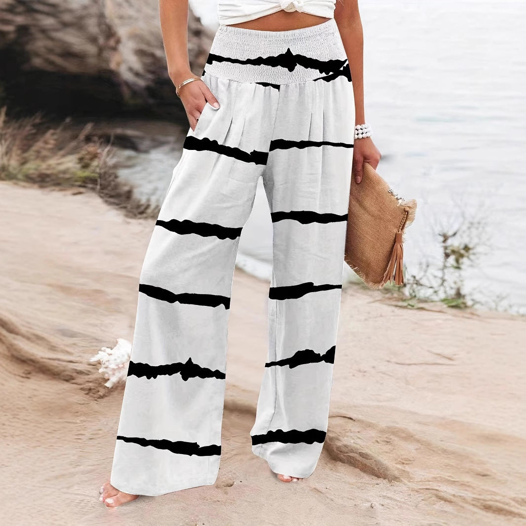 Trend palazzo pants for women with elastic waistband and decorative striped pattern Chic und Stil