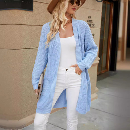 Cardigan tricot décontracté pour femmes avec motif en torsades et poches pratiques Chic und Stil