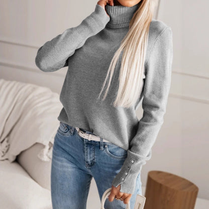 Pull à col roulé élégant pour dames avec détails en boutons Chic und Stil